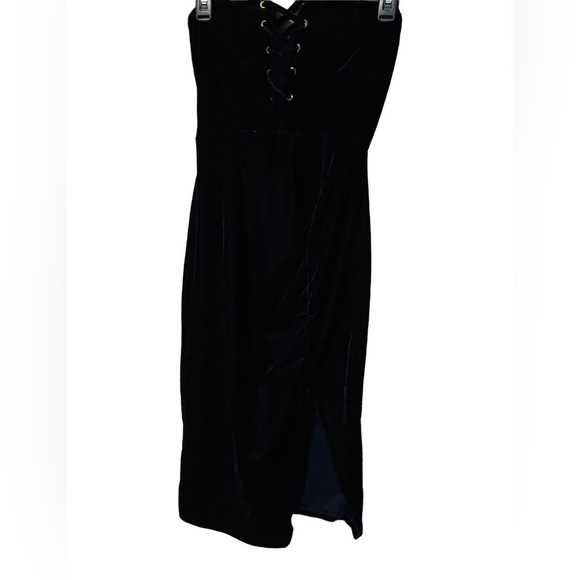 IRIS BLUE Velvet Strapless Dress - Picture 8 of 11